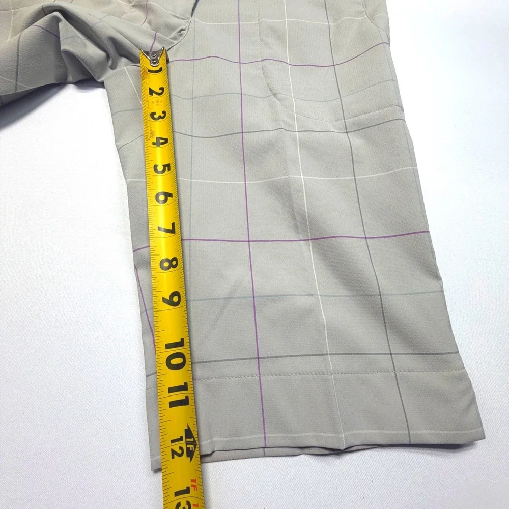 Nike Golf Dri-Fit Plaid Long‎ Bermuda Shorts Gray Windowpane Check Women's Small